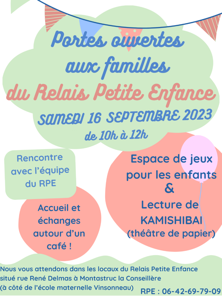 Affiche pour les portes ouvertes aux famille du Relais Petite Enfance