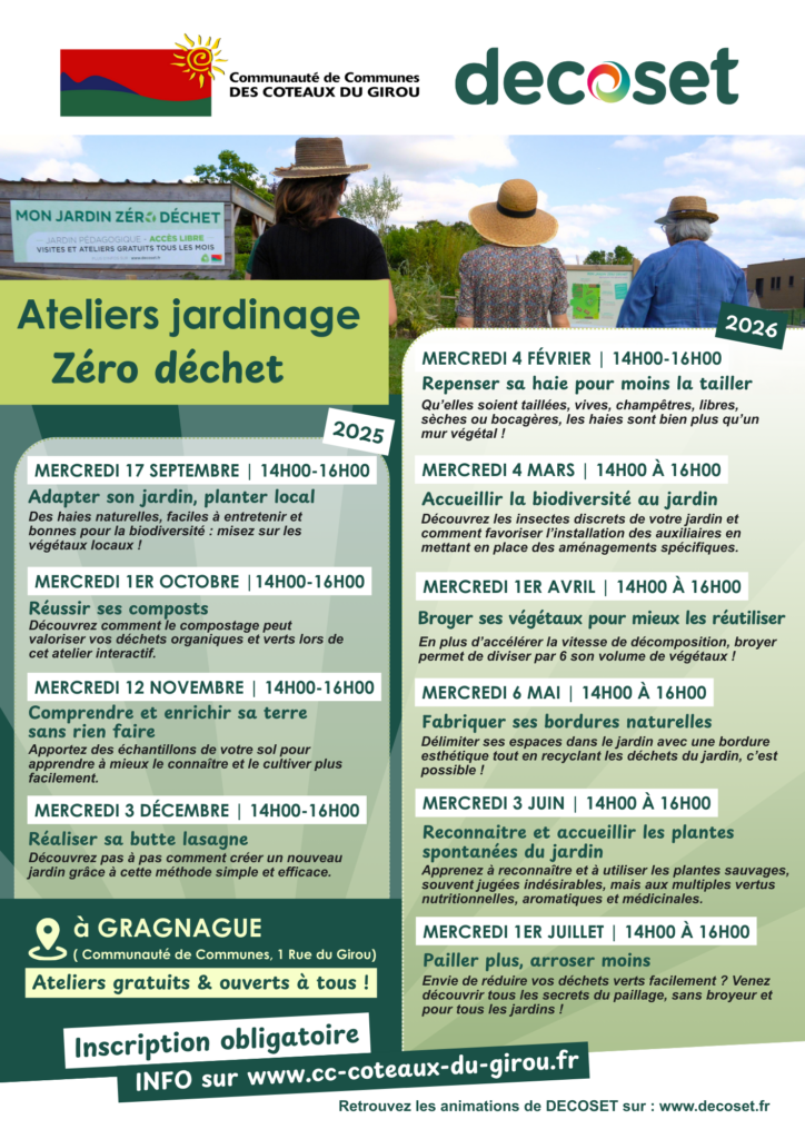 Affiche des ateliers zéro déchets 2025-2026
