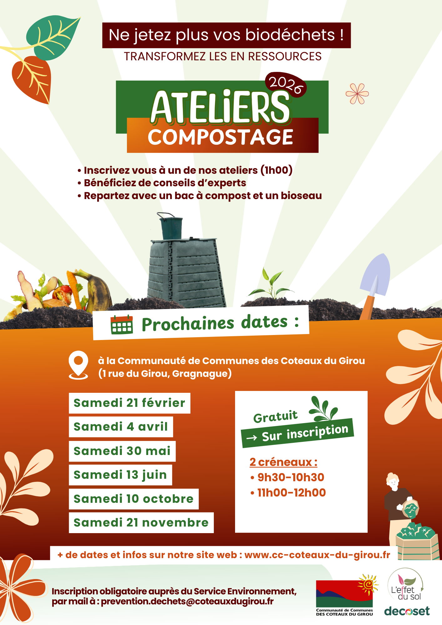  Affiche des dates des ateliers compostage 2026 