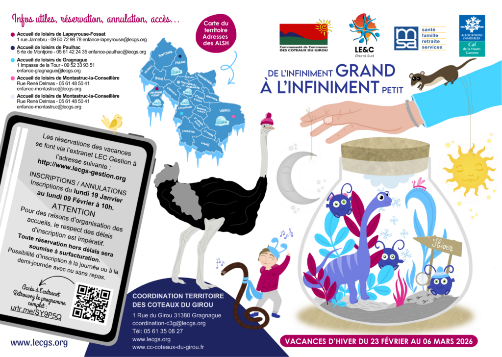 Visuel du recto du programme des vacances d'hiver 2026 dans les ALSH