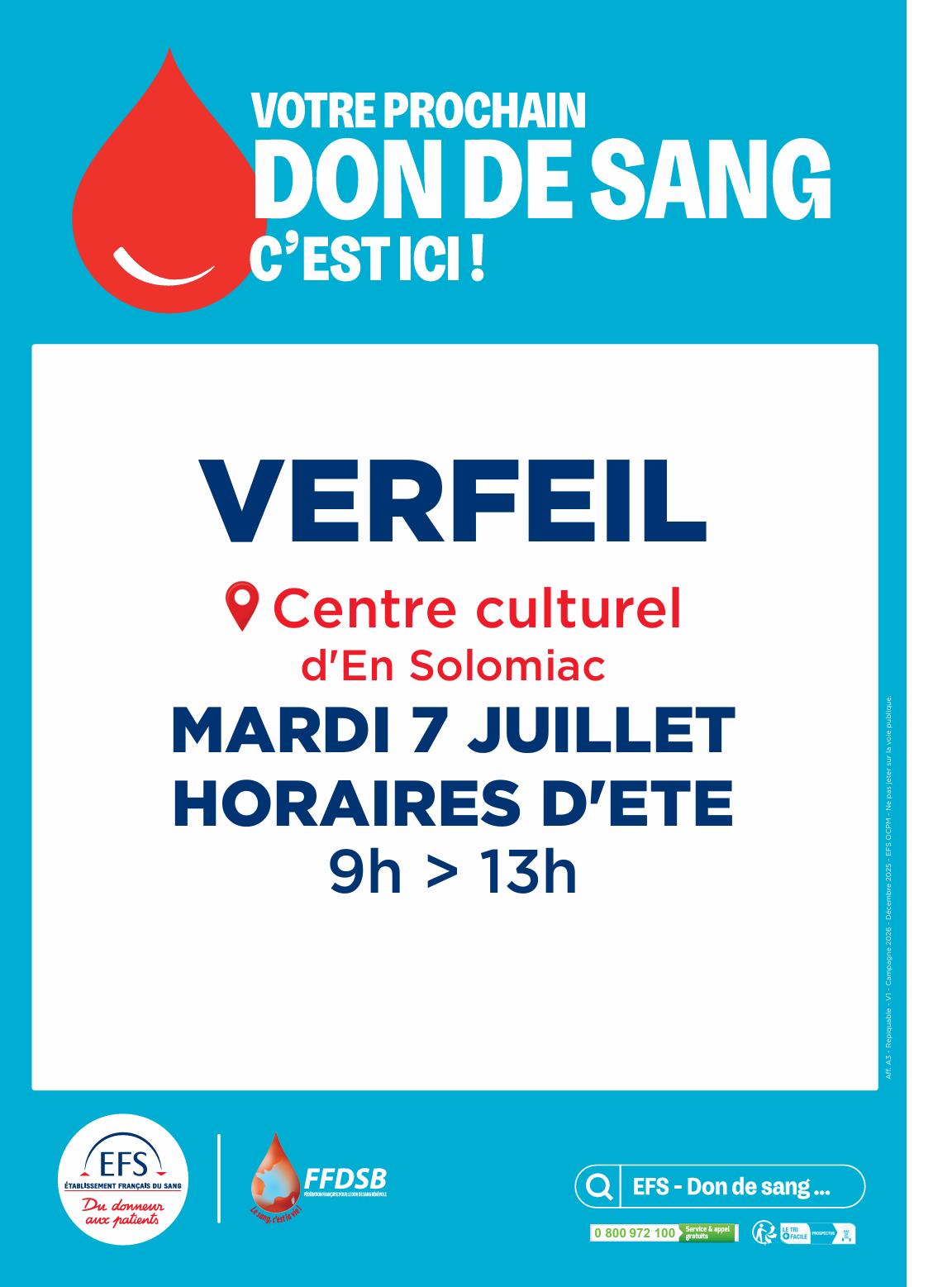 don de sang à Solomiac le 7/7/26