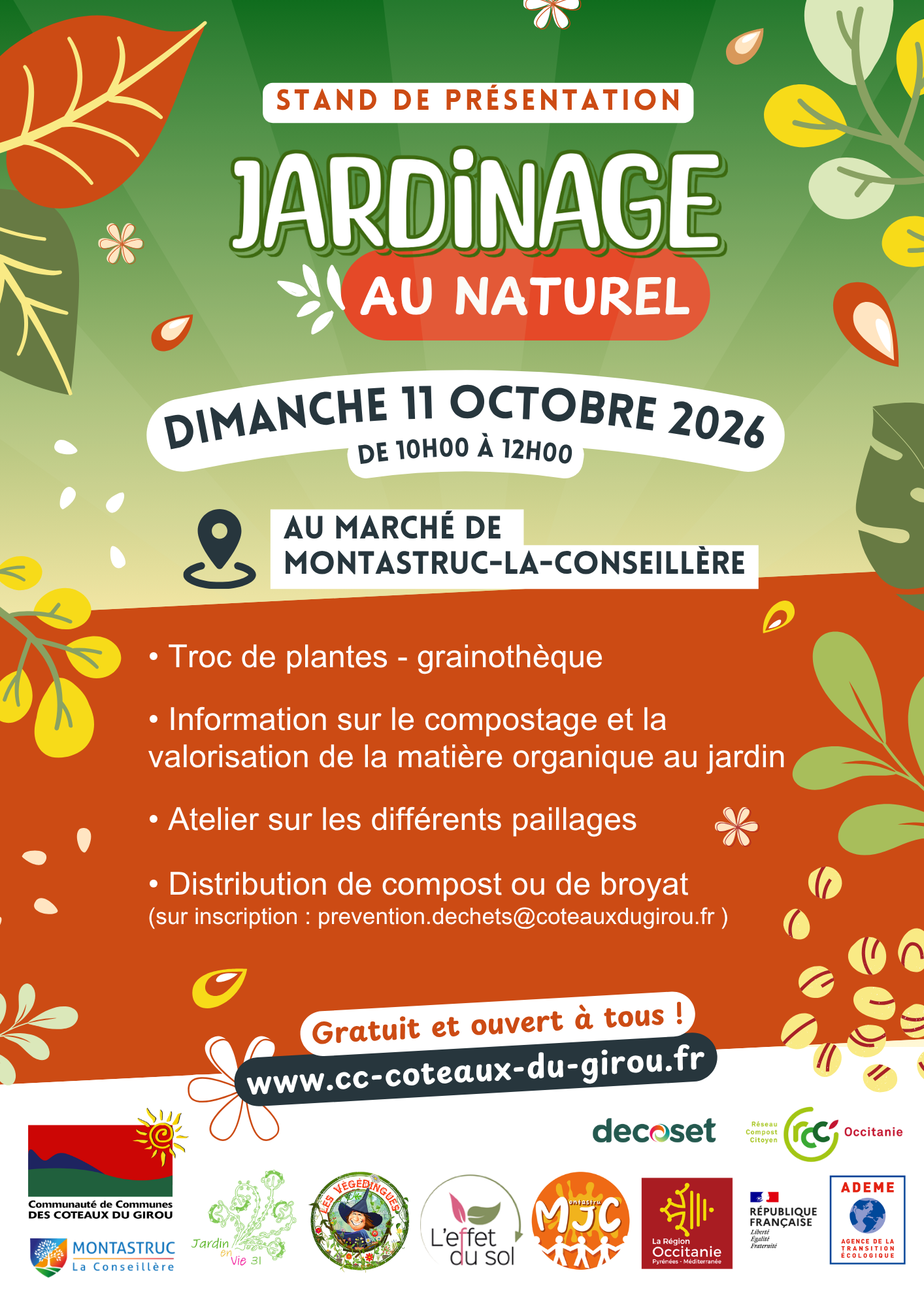 affiche stand jardinage au naturel à montastruc le 11/10/2026