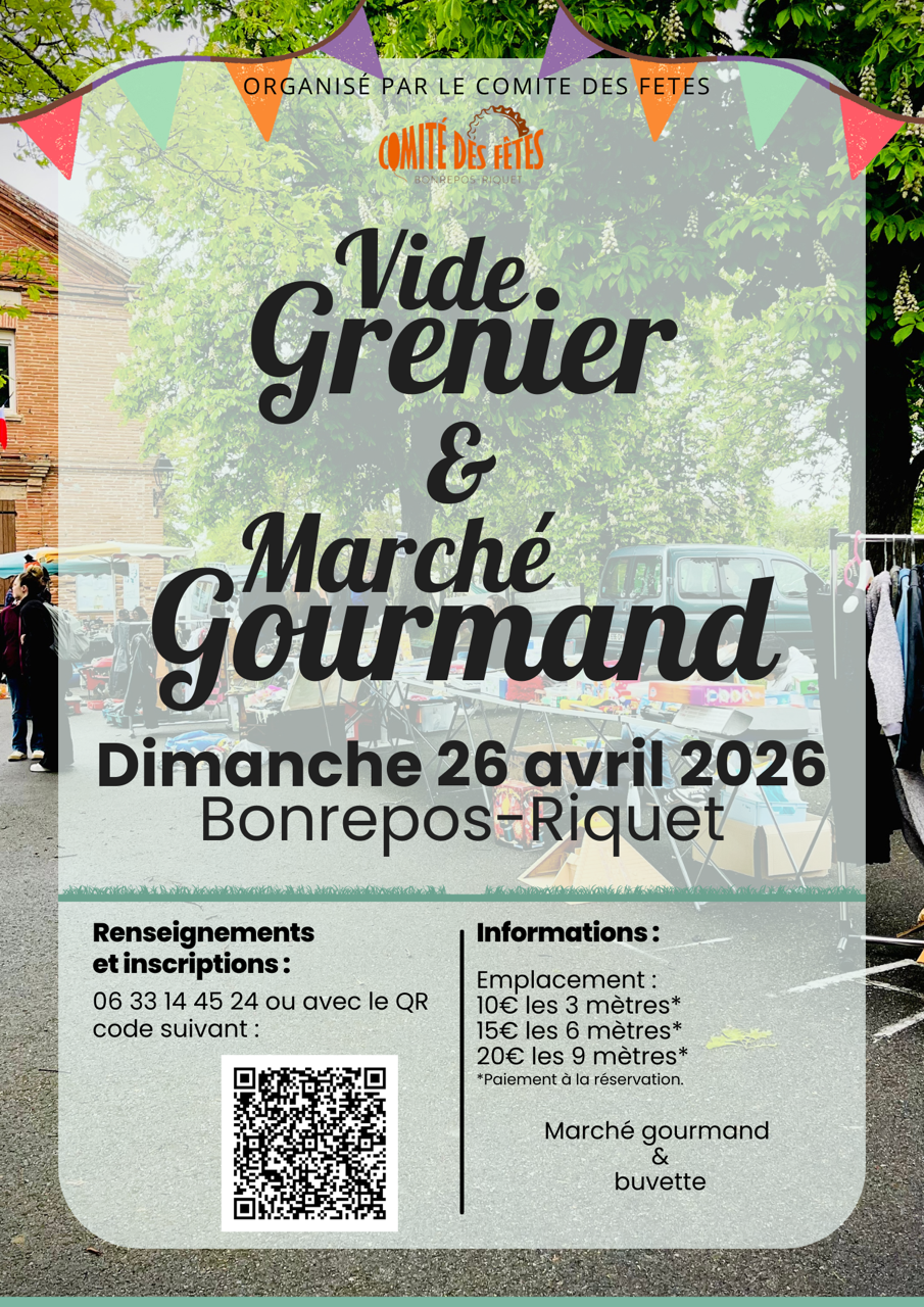 affiche illustrant le vide grenier et marché gourmand