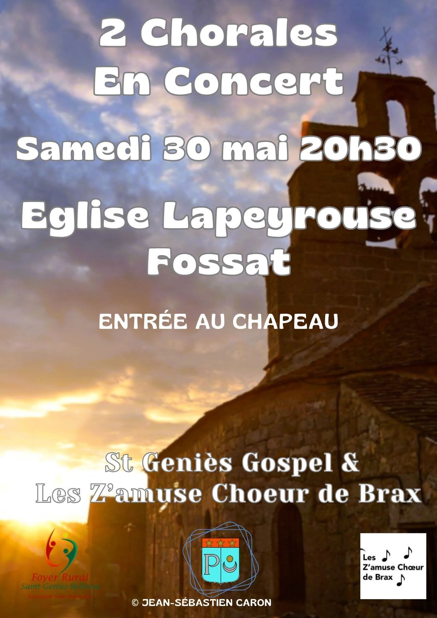 Affiche illustrant le concert avec l'église en fond et des éléments textuels sur le concert